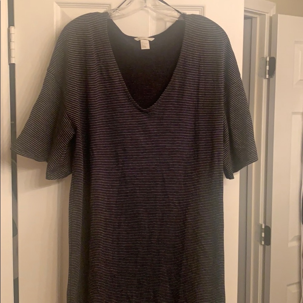 Black and white striped cotton dress